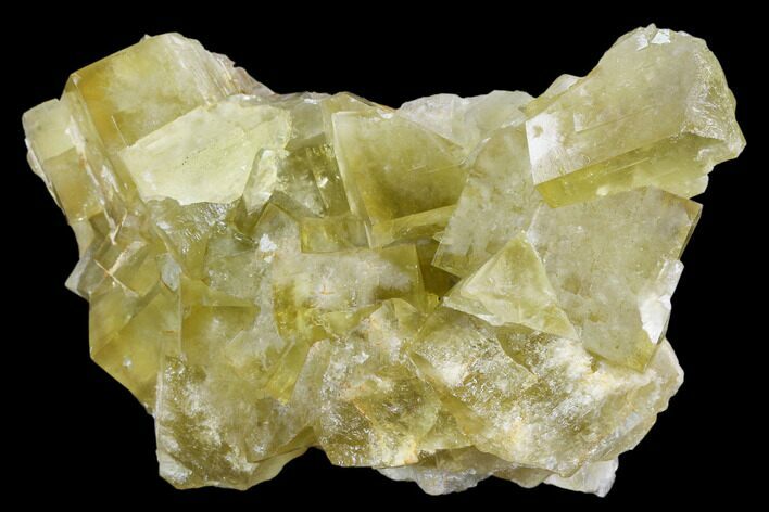 Lustrous Yellow Cubic Fluorite Crystal Cluster - Morocco #104607
